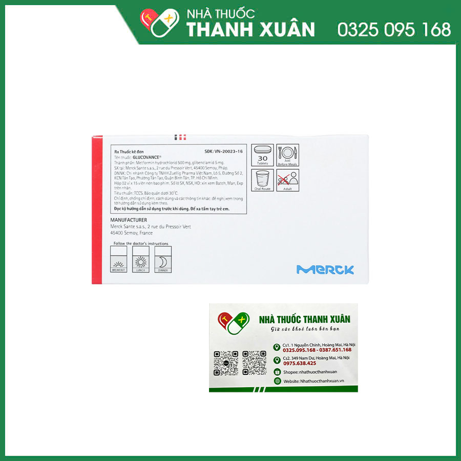 Glucovance 500mg/5mg thuốc điều trị đái tháo đường typ II